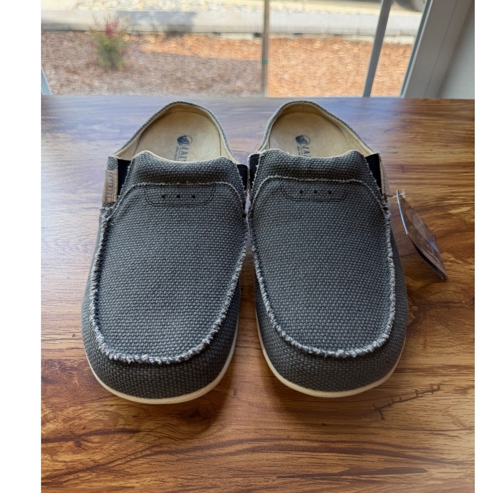 Lazystep Men's Gray Canvas Slip on Casual Loafers Sz 15‎ NWTS